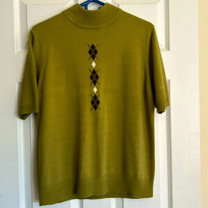 Vintage Sag Harbor Olive Green Shirt-Sleeved Sweater